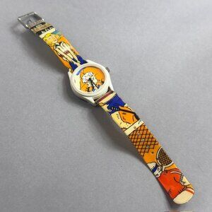 Vintage Cartoon Tennis Wristwatch Gift Retro Swatch 1980s Taiwan